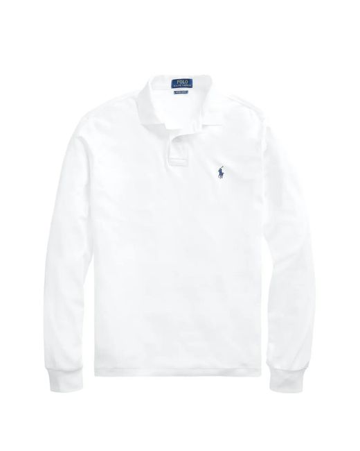 Polo Ralph Lauren White Logo-Embroidered Long-Sleeve Polo Shirt for men