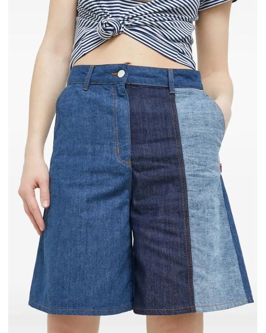 Love Moschino Blue Patchwor-Design Shorts