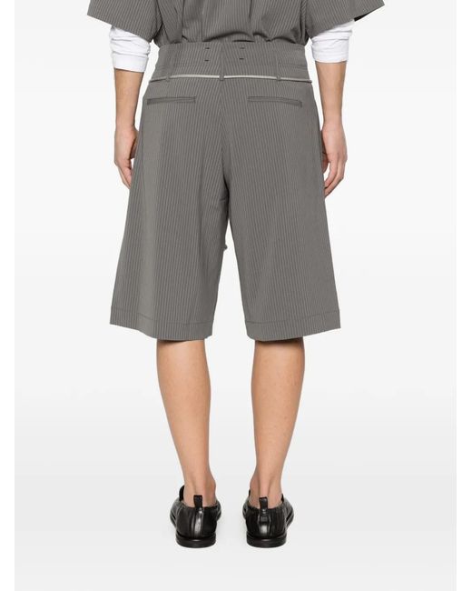 Song For The Mute Gray Striped-Pattern Drawstring Shorts for men