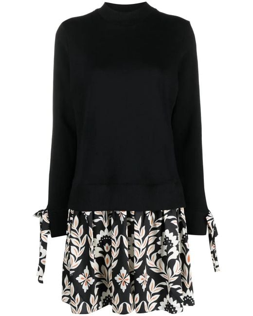 LaDoubleJ Black Sporty Floral-Print Minidress