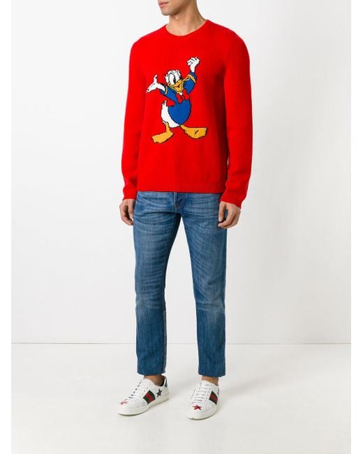 Gucci Sweater With Donald Duck in Red for Men Lyst