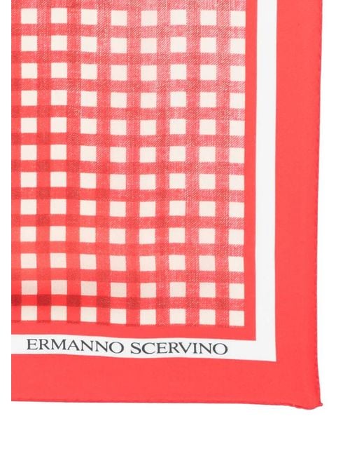 Ermanno Scervino Red Checked Scarf