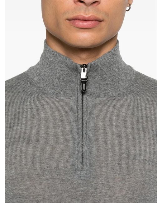 Canali Gray Half-Zip Top for men