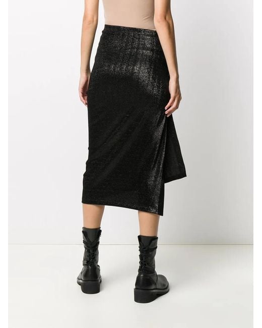 Rabanne Black Metallic Threaded Asymmetric Skirt