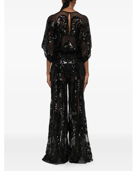 Norma Kamali Black Round-Neck Jumpsuit