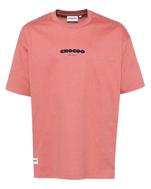 Chocoolate Pink Logo-Print T-Shirt for men
