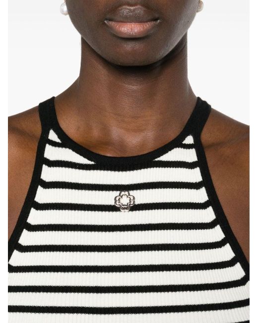 Maje Black Striped Ribbed Top