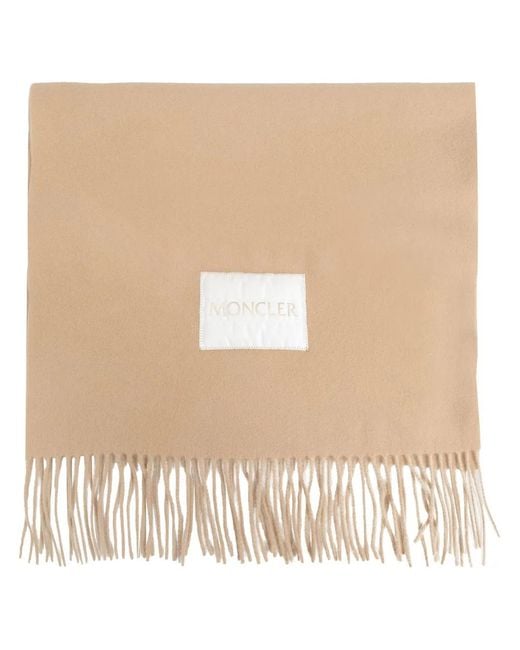 Moncler Natural Logo-Patch Scarf