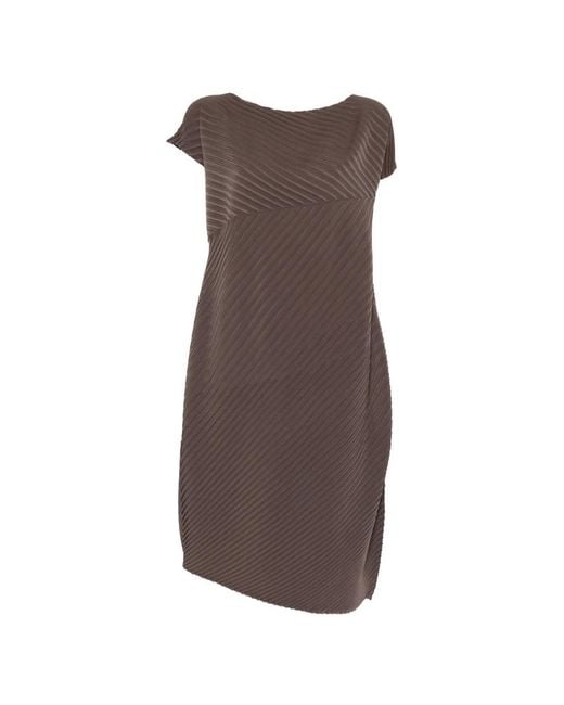Issey Miyake Brown Asymmetric Midi Dress