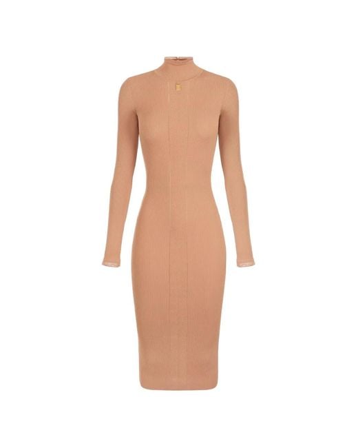 Elisabetta Franchi White Knit Dress With Logo Detail