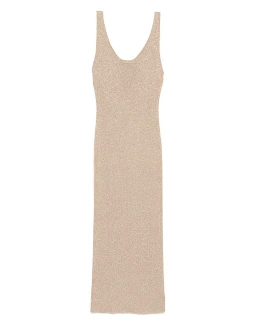 Mc2 Saint Barth White Metallic-Threading Midi Dress