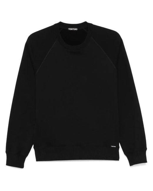 Tom Ford Black Crew Neck Fleece Sweatshirt For for men