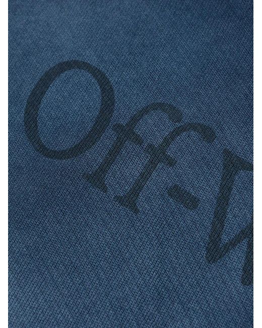 Off-White c/o Virgil Abloh Blue Logo-Print Cotton Hoodie