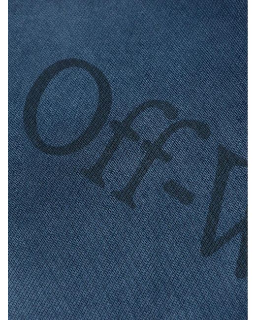 Off-White c/o Virgil Abloh Blue Logo-Print Cotton Hoodie