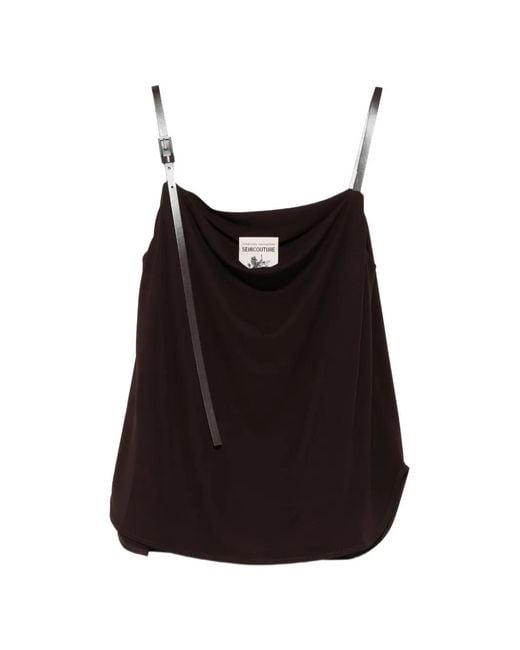 Semicouture Black Kayly Buckle-Strap Top