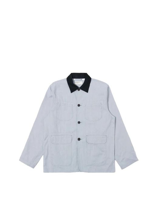 Universal Works Blue Contrast Collar Shirt Jacket for men