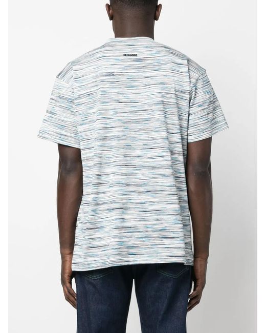 Missoni Blue Round-Neck Striped T-Shirt for men