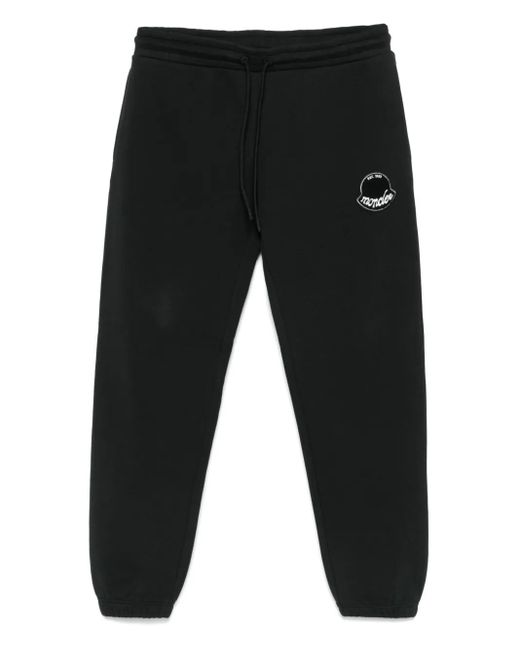 Moncler Black Cotton Track Pants With Logo for men