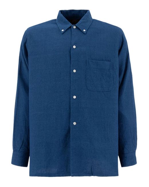 メンズ Beams Plus ボタンポケット シャツ Blue