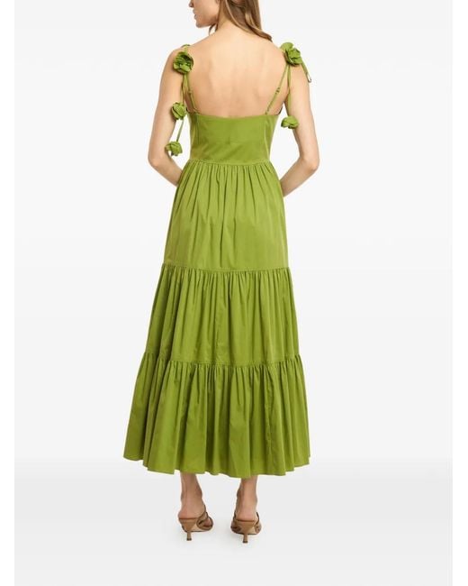 Cinq À Sept Green Floral-Appliqué Tiered Dress