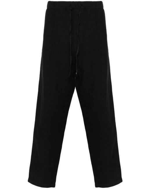 120% Lino Black Straight-leg Linen Trousers for men