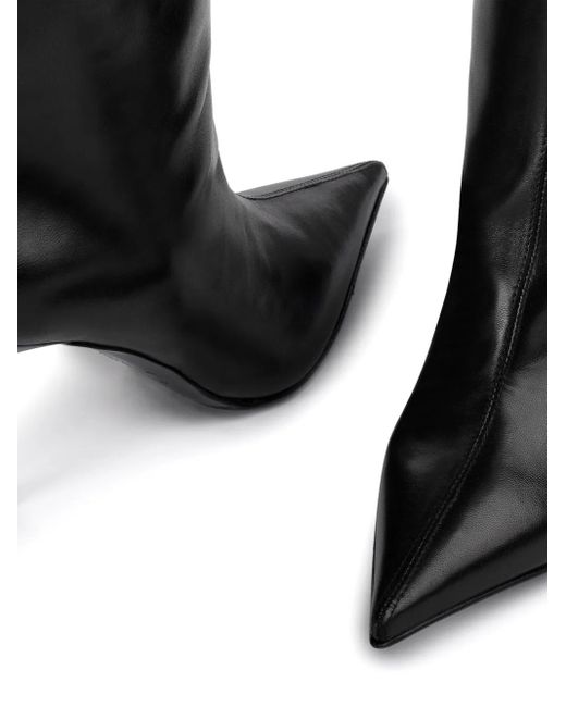 Le Silla Black Pointed-Toe Leather Boots With A 120Mm Heel