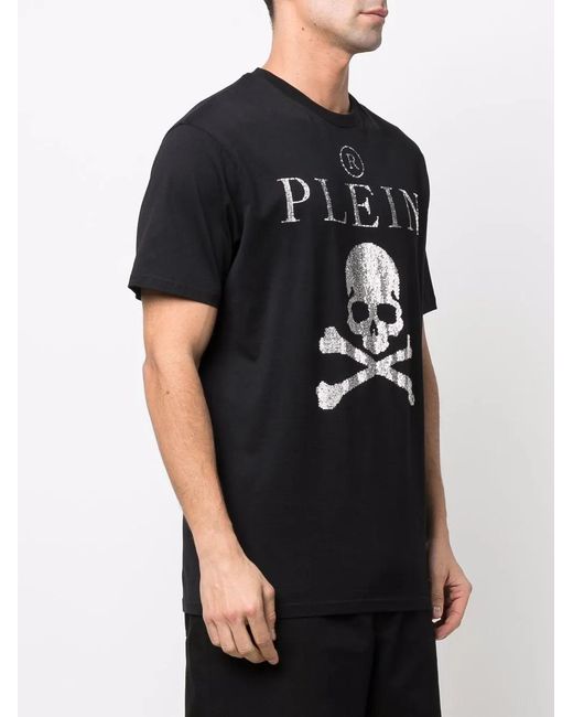 Philipp Plein Black Crystal-Embellished T-Shirt