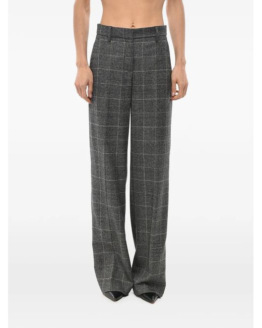 True Royal Gray Belt-Loop Checked Trousers
