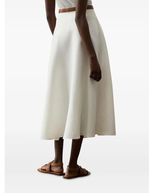 Ralph Lauren White Erica Linen A-Line Midi Skirt