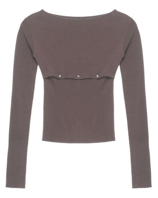 Low Classic Brown Boat-neck Knit Top