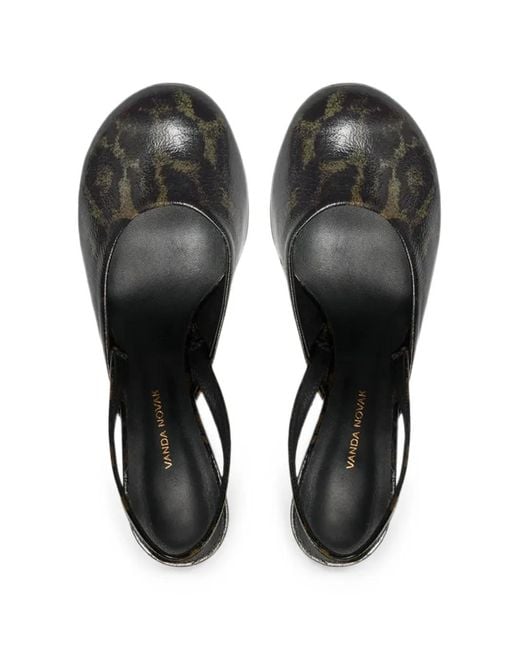 VANDA NOVAK Metallic Peggy Leopard-Print Slingback Pumps