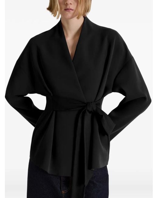 Alberta Ferretti Black Tie-Waist V-Neck Jacket