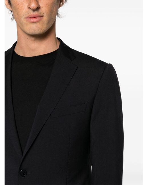 Emporio Armani Black Single-breasted Virgin Wool Suit for men