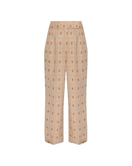 Etro Natural Wool Wide-Leg Trousers