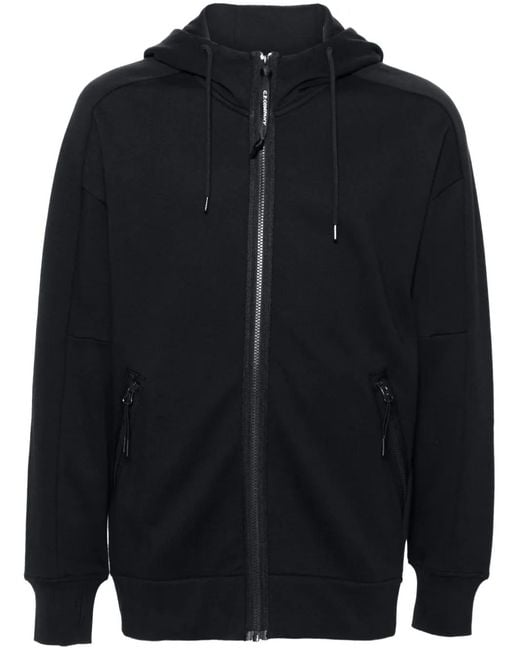 C P Company Blue Textured Cotton Jersey Zip-Up Hoodie for men