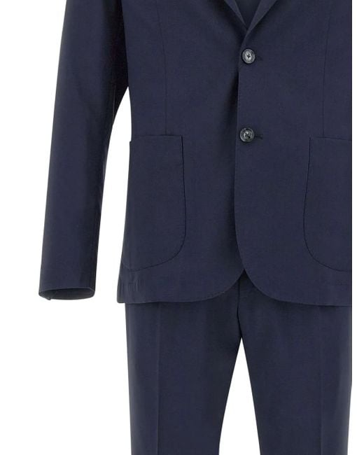 メンズ Barba Napoli ウール スーツ Blue