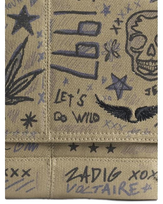 Zadig & Voltaire Black Z Camp Printed Cross Body Bag