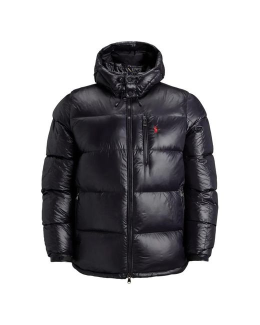 Polo Ralph Lauren Black The Gorham Glossed Hooded Down Jacket for men