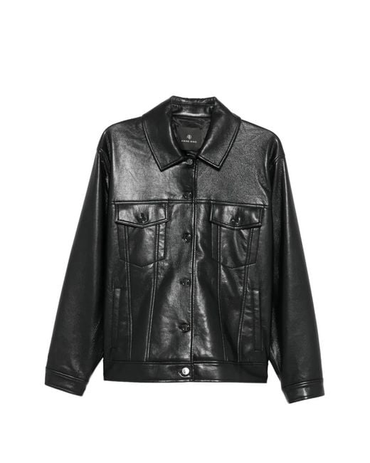 Anine Bing Black Calf Leather Jacket