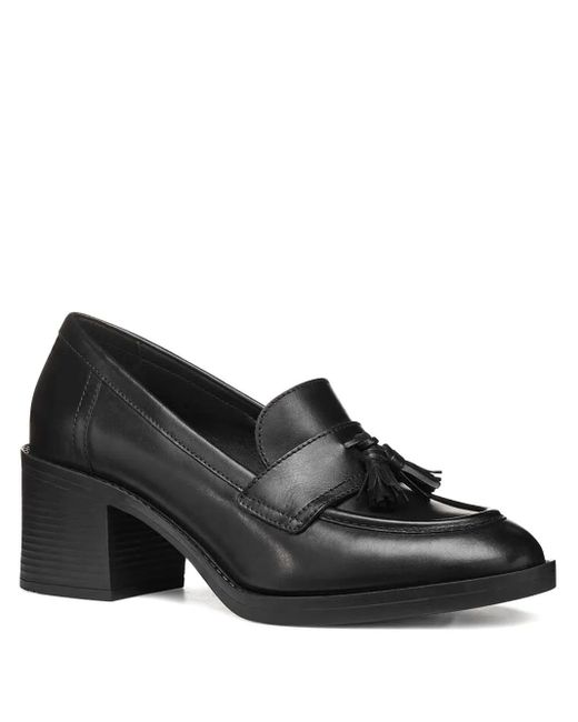 Geox Black Tassel-Detail Block-Heel Mules
