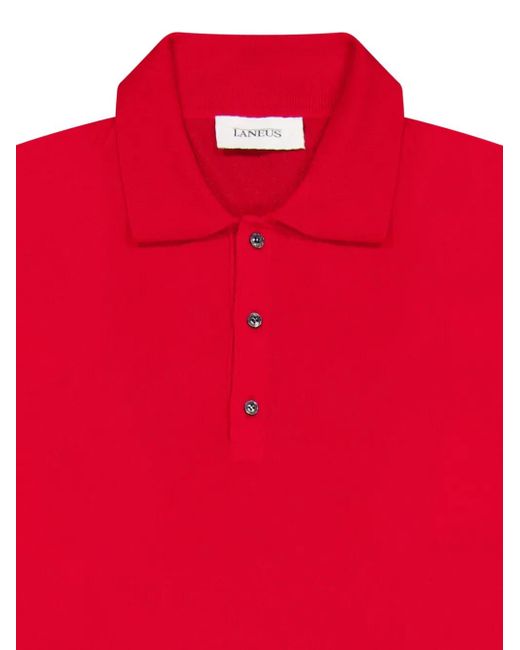 Laneus Red Knitted Polo Shirt for men