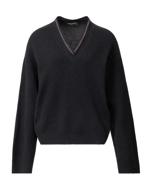 Fabiana Filippi Black Embellished V-Neck Sweater