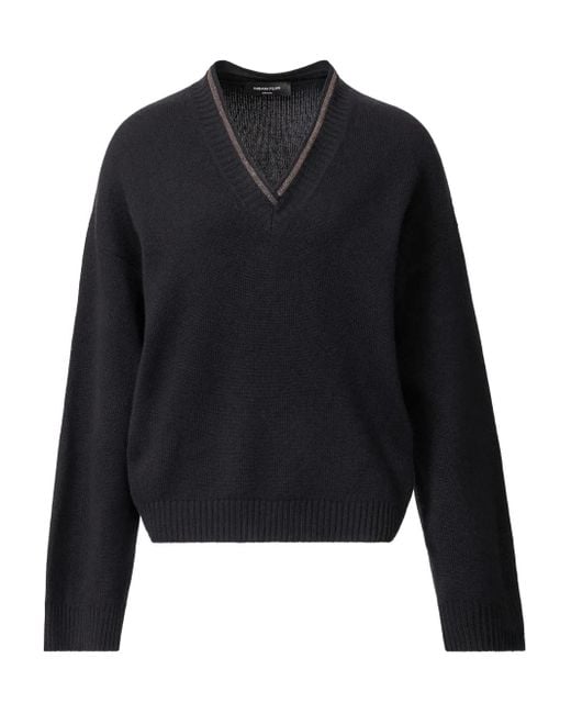 Maglione Con Scollo A V E Decorazione di Fabiana Filippi in Black