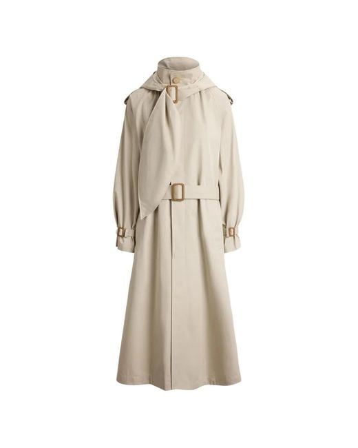 Polo Ralph Lauren Natural Buckled-Scarf A-Line Trench Coat