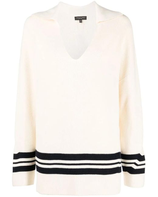 Pull Oversize À Bords Rayés Rag & Bone en coloris White
