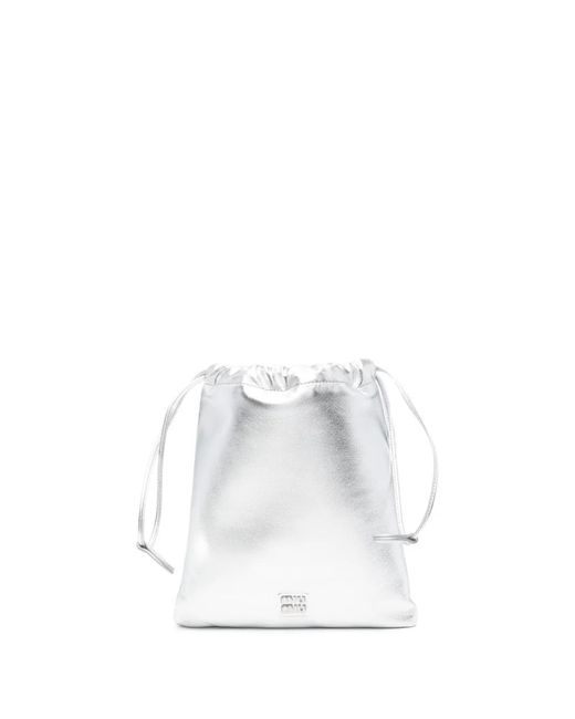 Miu Miu White Logo-Lettering Clutch Bag