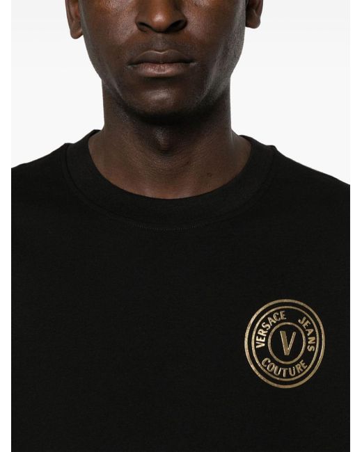 メンズ Versace V-emblem コットン Tシャツ Black