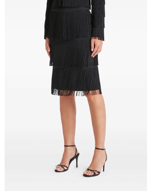 Temperley London Black Layered-Design Midi Skirt