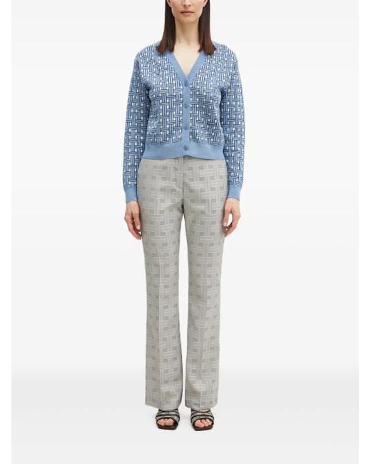 KENZO Blue Weave Flared Trousers