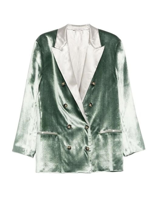 Alberta Ferretti Green Double-Breasted Blazer